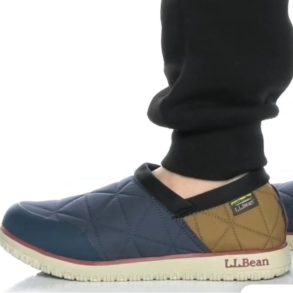 L.L.Bean Ultralite Insulated Waterproof Comfort Slipper Shoe Sz 8-Blue-Tan-EUC
